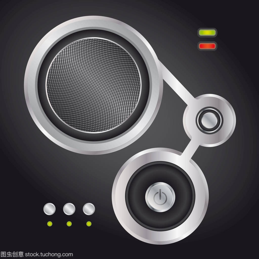 带有 on 和 off 按钮的音频扬声器-抽象插图